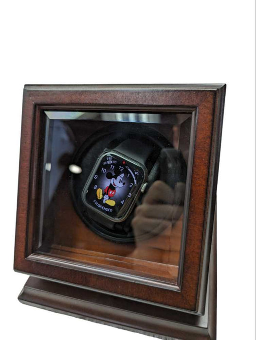 Very nice wooden spinning watch display  -