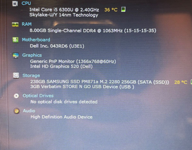 Dell Latitude 5414 Rugged Intel Core i5-6300U@2.4GHz 8GB RAM 256GB SSD Q