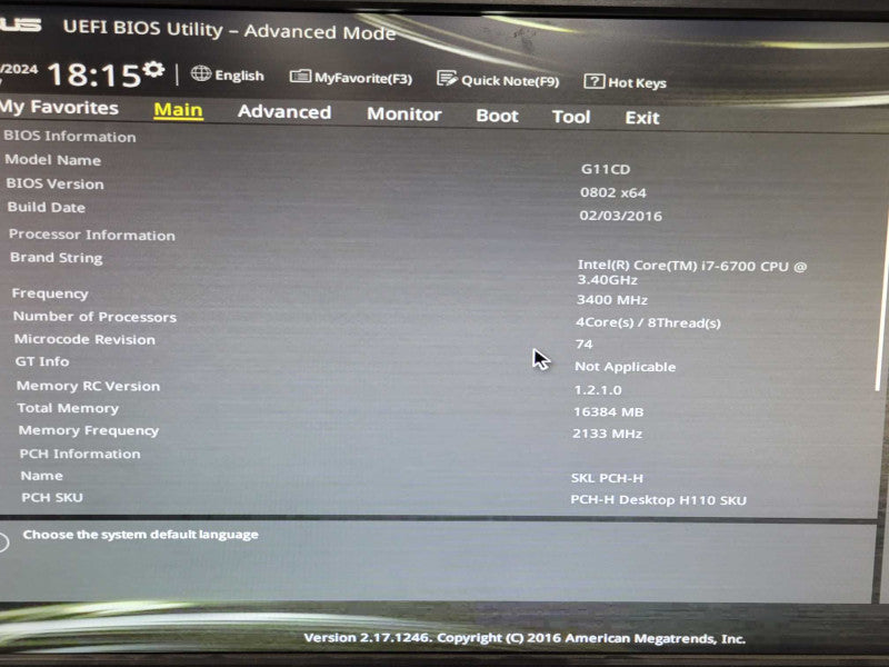 Asus G11CD Tower PC, Core I7-6700 3.4GHz, 16GB RAM, 2TB HDD, GTX960 GPU _