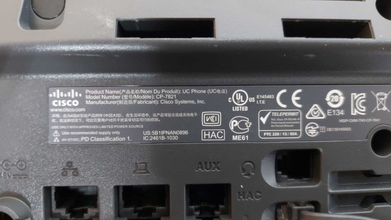 Cisco CP-7821-K9 IP Phone, no stand Q