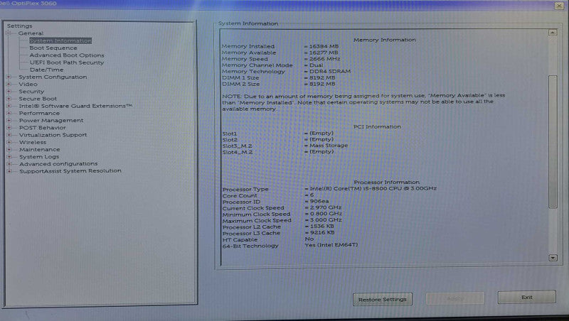 Dell OptiPlex 3060 SFF Desktop | i5-8500 @ 3.00GHz 16GB DDR4 512GB NVMe )