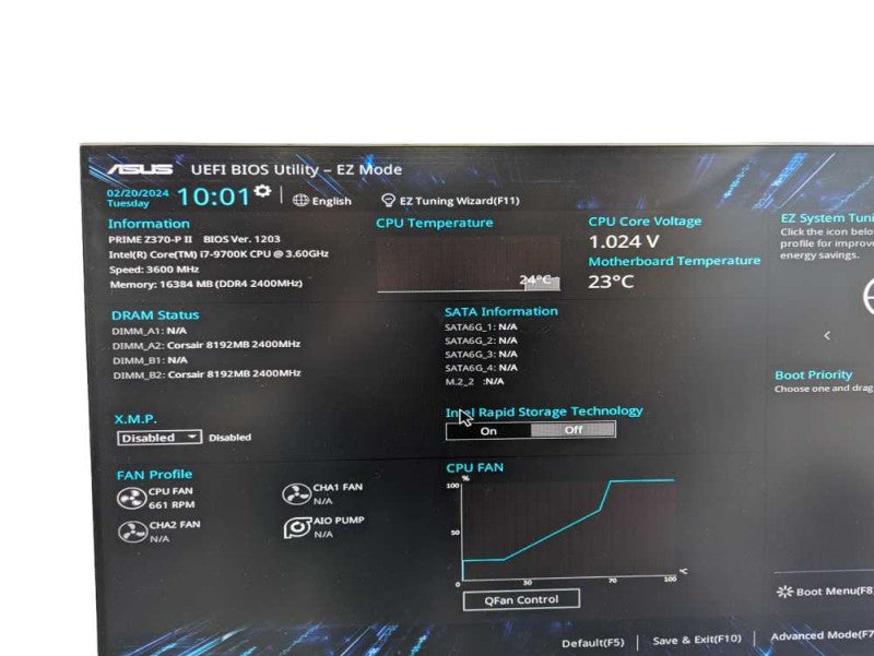 ASUS Prime Z370-P with 8 core i7-9700K @3.60Ghz 16GB RAM & Cooler  -