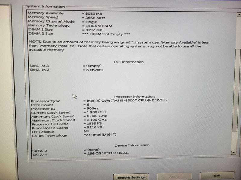 Dell OptiPlex 7060 USFF Desktop | i5-8500T @ 2.10GHz 8GB DDR4 256GB NVMe $