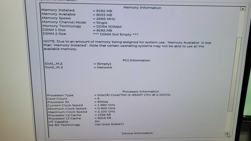 Dell OptiPlex 7060 - Core I5-8500T | 8GB RAM | 256GB SSD + PWR ADPTR %
