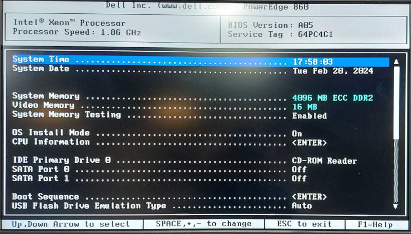 Dell PE 860 Server, Xeon 1.86GHz, 4GB RAM, No HDD, No OS