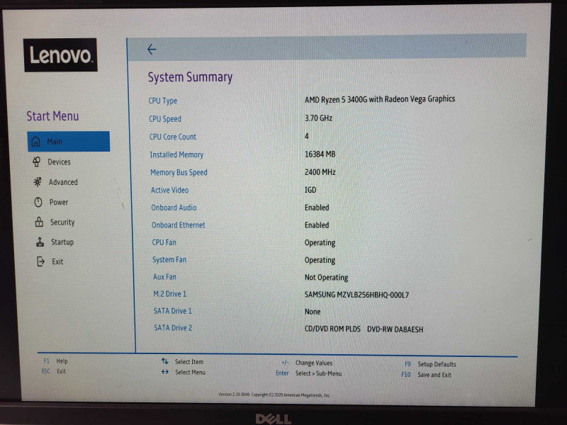 Lenovo IdeaCentre 510A-15ARR Ryzen 5 3400G w/ Radeon Vega 16GB RAM 256GB M.2  $