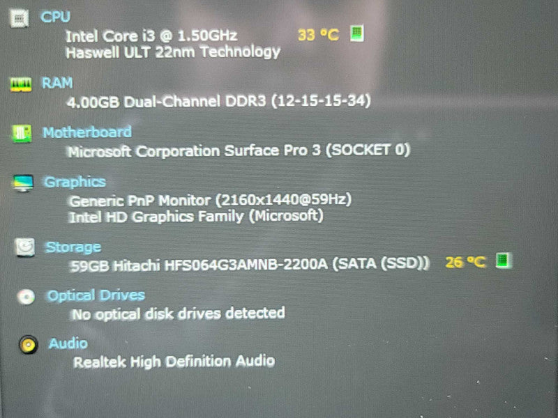Microsoft Surface Pro 3| i3-4020Y| 4GB DDR3| 64GB SSD  Î²