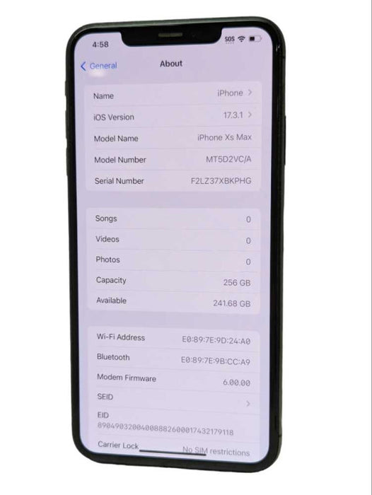 Apple iPhone Xs Max 256GB UNLOCKED  -