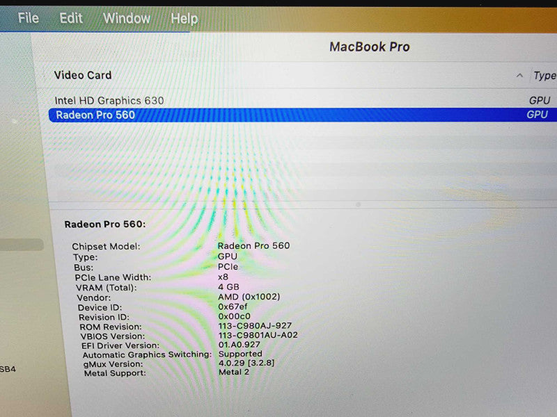 Apple Macbook Pro 2017 15\\" Core i7-7820HQ @ 2.9GHz 16GB DDR3 1TB SSD Radeon Pro 560 4GB [Read] (