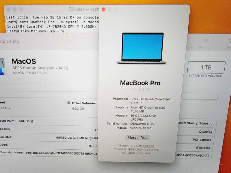 Apple Macbook Pro 2017 15\\" Core i7-7820HQ @ 2.9GHz 16GB DDR3 1TB SSD Radeon Pro 560 4GB [Read] (