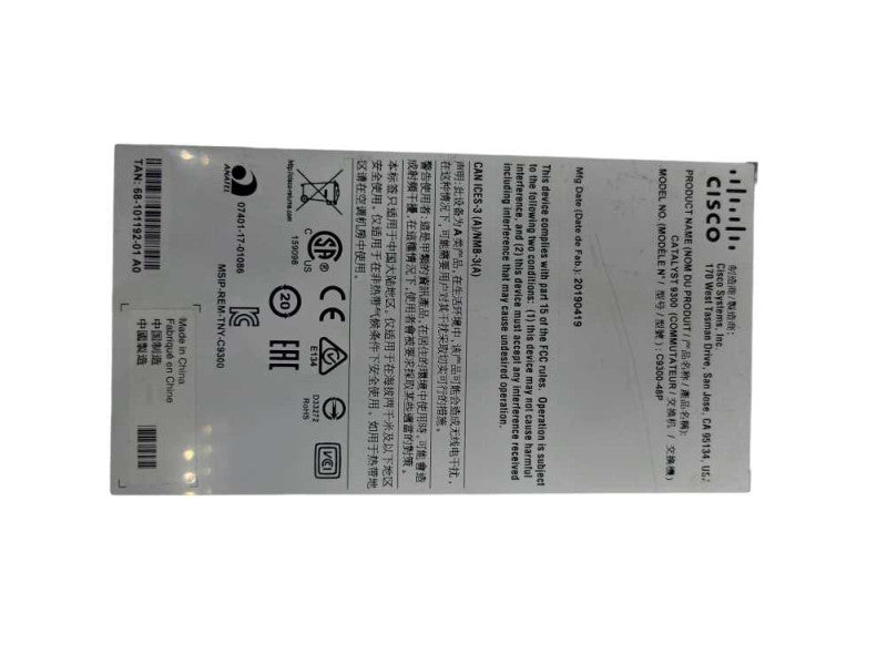 Cisco Catalyst C9300-48P-E 48-Port Gb PoE+ L3 Managed Switch 2x PSU %