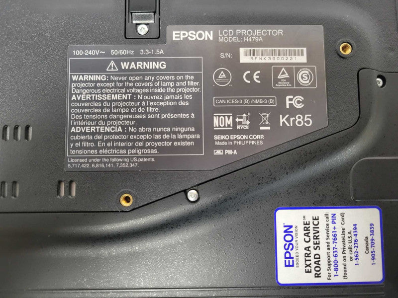 Epson PowerLite 1751 LCD Projector H479A, 654 Normal Lamp Hours, READ _