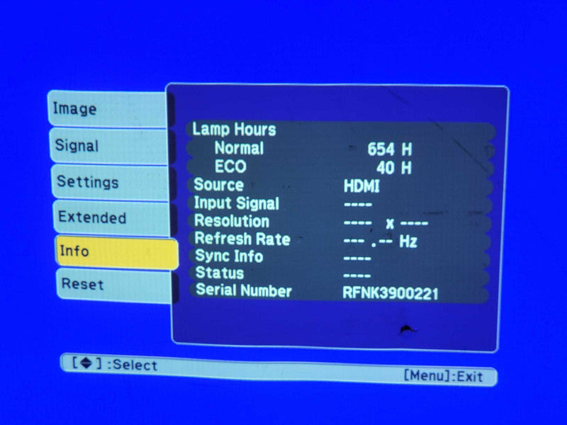 Epson PowerLite 1751 LCD Projector H479A, 654 Normal Lamp Hours, READ _