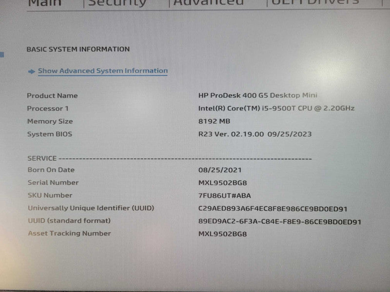 HP ProDesk 400 G5 USFF | i5-9500T @ 2.20GHz 8GB DDR4 512GB NVMe !