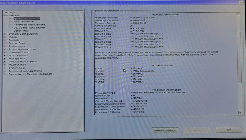Dell Precision T5820 Workstation | Xeon W-2123 @3.60GHz 16GB DDR4 Quadro P400 )
