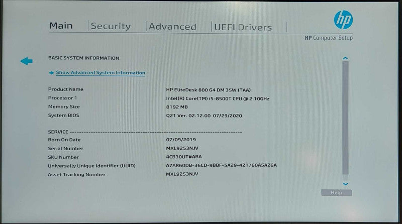 HP EliteDesk 800 G4 DM 35W, i5-8500T 2.10GHz, 8GB RAM, WiFi, W/ PWR