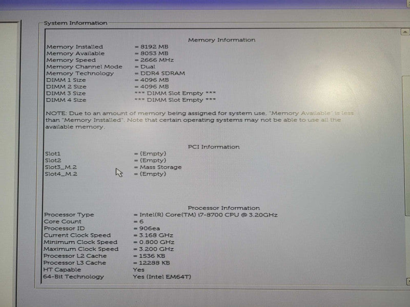 Dell OptiPlex 7060 SFF Intel i7 - 8700 @ 3.20GHz 8GB DDR4 Ram 256GB m.2 !