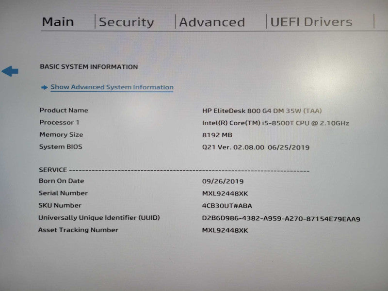 HP EliteDesk 800 G4 USFF | i5-8500T @ 2.10GHz 8GB DDR4 256GB NVM !