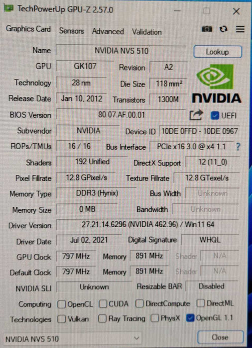 Nvidia NVS 510 | 2GB GDDR3 Graphics Card | 4x Mini DisplayPort | High Profile )