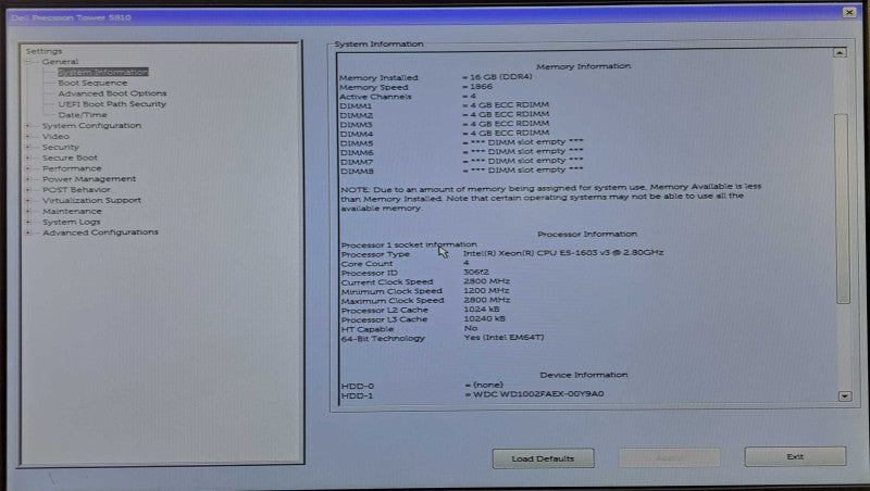 Dell Precision T5810 | Xeon E5-1603 v3 @ 2.80GHz 16GB DDR4 NVS 510 + 1TB HDD )