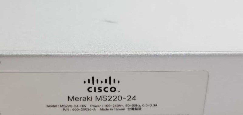 Cisco Meraki MS220-24-HW Cloud Managed Switch, Unclaimed _