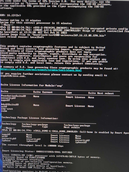 Cisco ISR4331/K9 Integrated Services Router ISR4331 - NO Clock Issue _