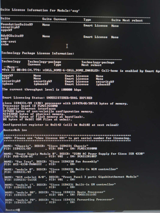 Cisco ISR4331/K9 Integrated Services Router ISR4331 - NO Clock Issue _
