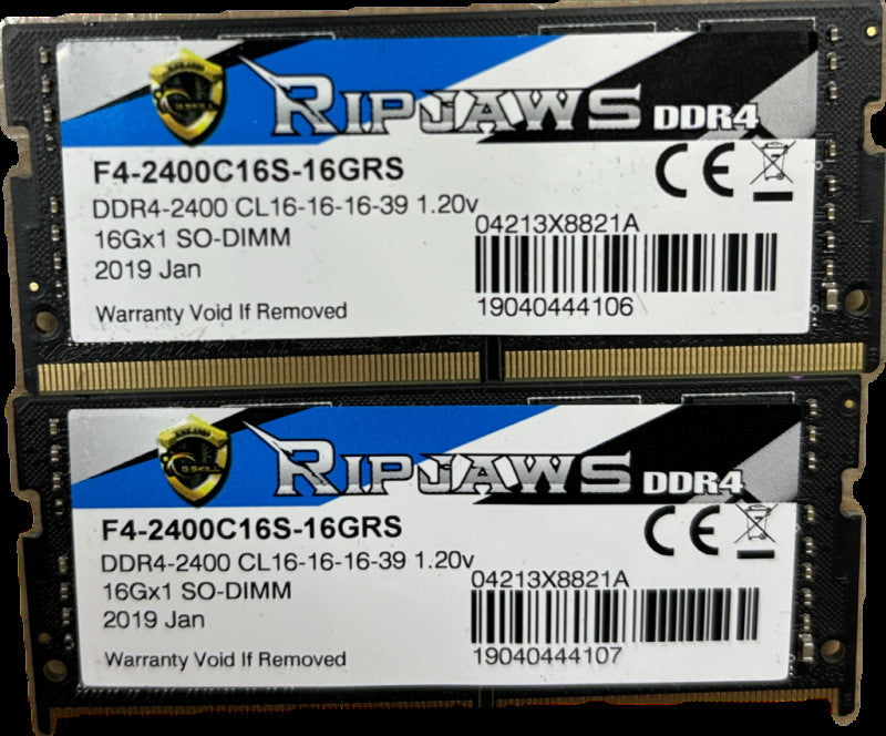 G.Skill RipJaws SO-DIMM 32GB (2x16GB) DDR4-2400 Laptop Memory RAM F4-2400C16D