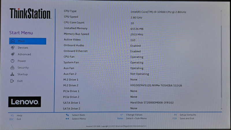 Lenovo ThinkStation P340 | i9-10900 @ 2.80GHz 64GB DDR4 512GB NVMe 2TB HDD )