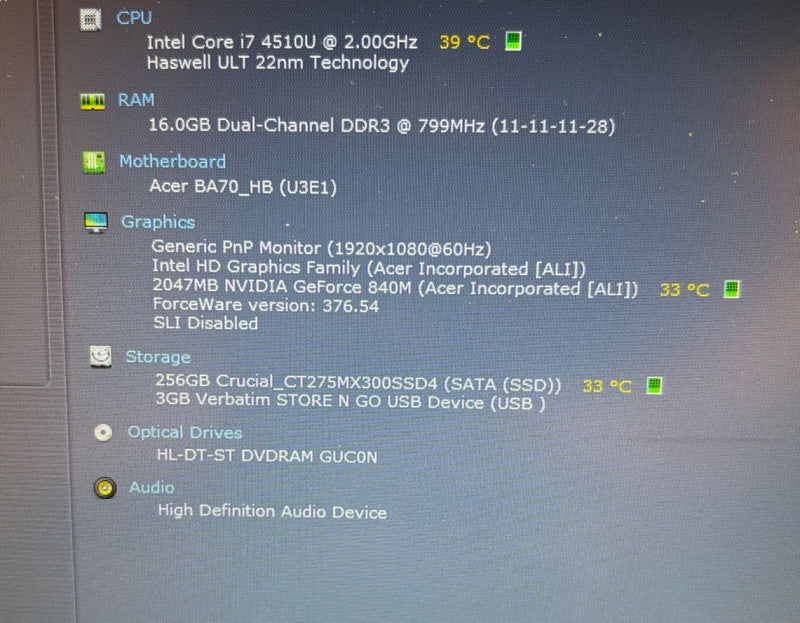 Acer TravelMate P276 ZYW i7-4510U@3GHz GeForce 840M 2GB GPU 16GB 256SSD READ!