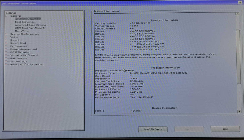Dell Precision T5810 WS | Xeon E5-1603 v3 @ 2.80GHz 16GB DDR4 No HDDs/GPU Q)