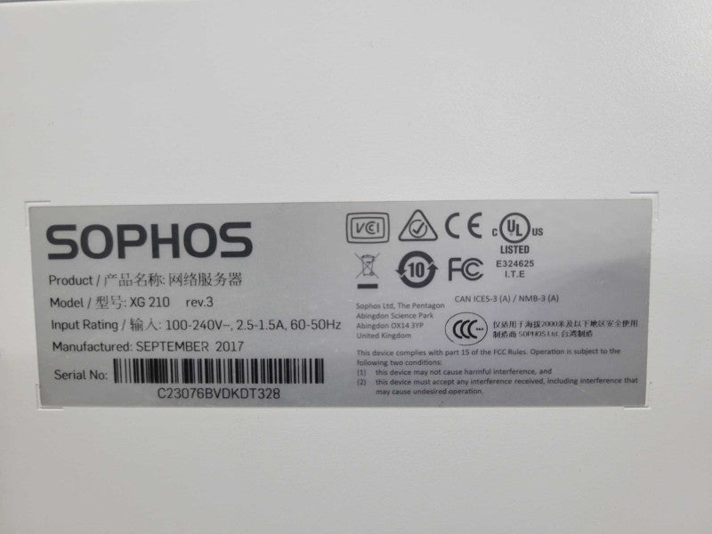 Sophos XG 210 Rev 3 Network Rackmount Security Firewall 8-Port Gigabyte Q_
