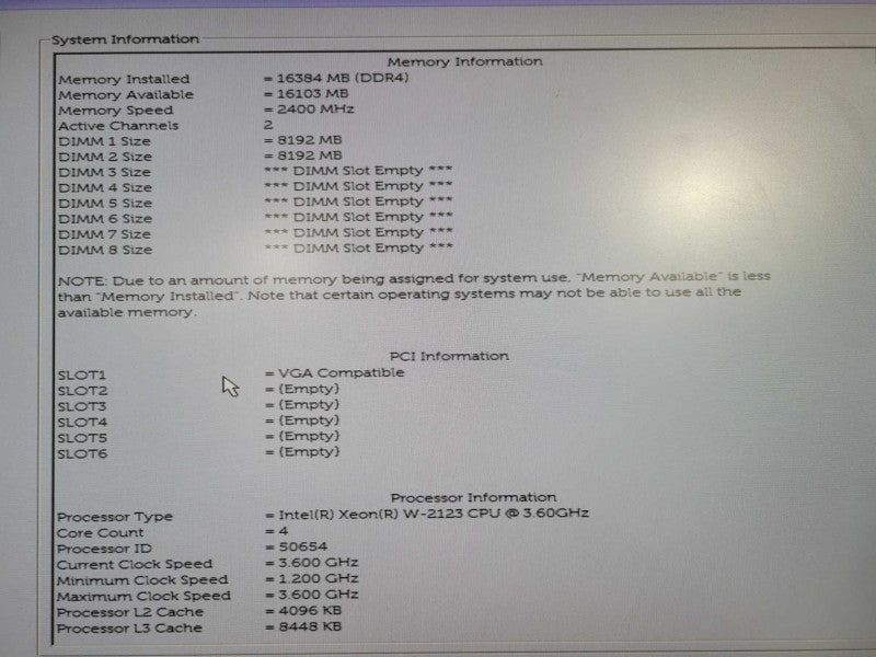 Dell Precision T5820  Xeon W-2123 @ 3.60GHz 16GB DDR4 No HDD\\'s NVS 310 GPU !