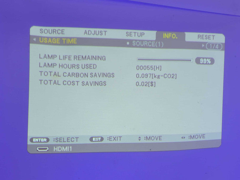 NEC NP-M353WS WXGA Short Throw DLP Video Projector only 55H Lamp Hours _