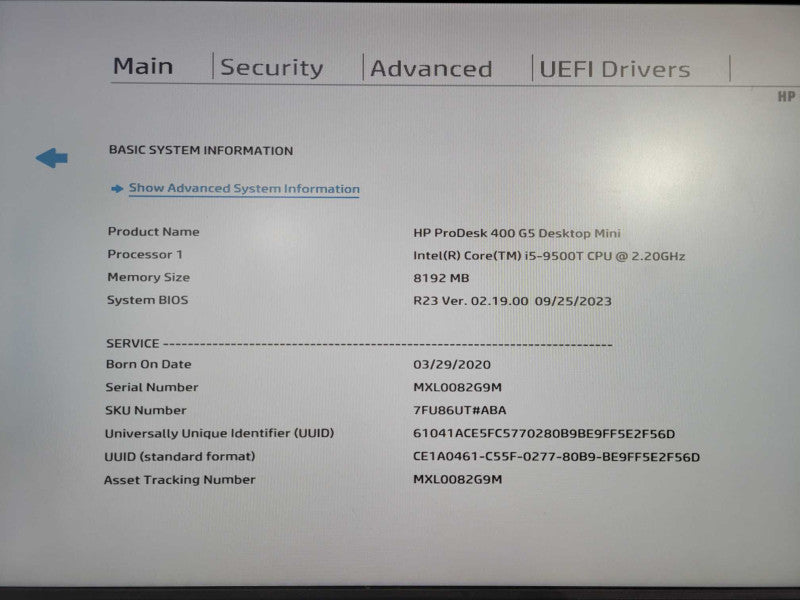 HP ProDesk 400 G5 USFF | i5-9500T @ 2.20GHz 8GB DDR4 256GB NVMe !