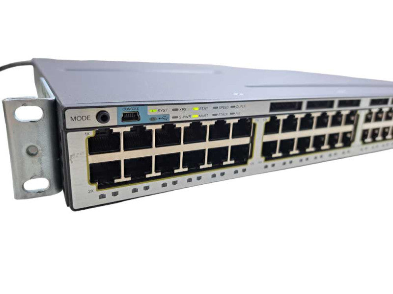 Cisco WS-C3750X-48P-S | 48-Port Gigabit PoE+ Ethernet Switch |C3KX-NM-1G Mod )