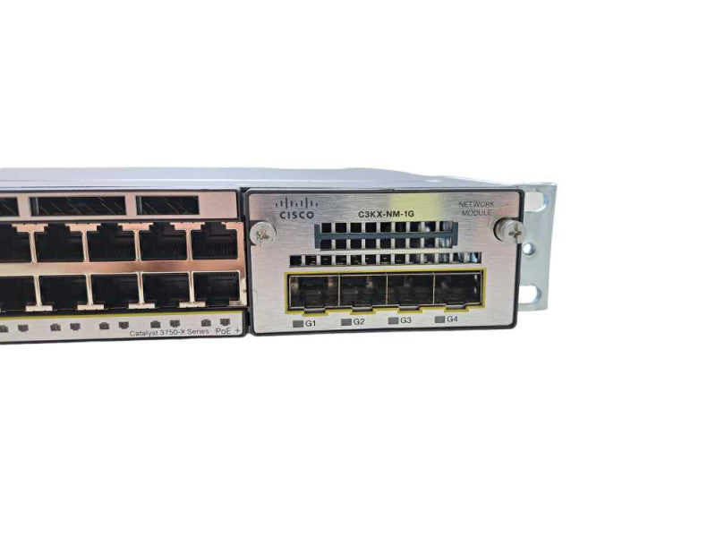 Cisco WS-C3750X-48P-S | 48-Port Gigabit PoE+ Ethernet Switch |C3KX-NM-1G Mod )