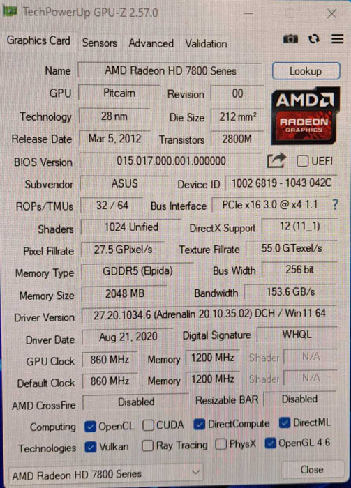 ASUS AMD Radeon HD 7850 (HD7850-DC2-2GD5-V2) 2GB GDDR5 SDRAM Graphics Card )
