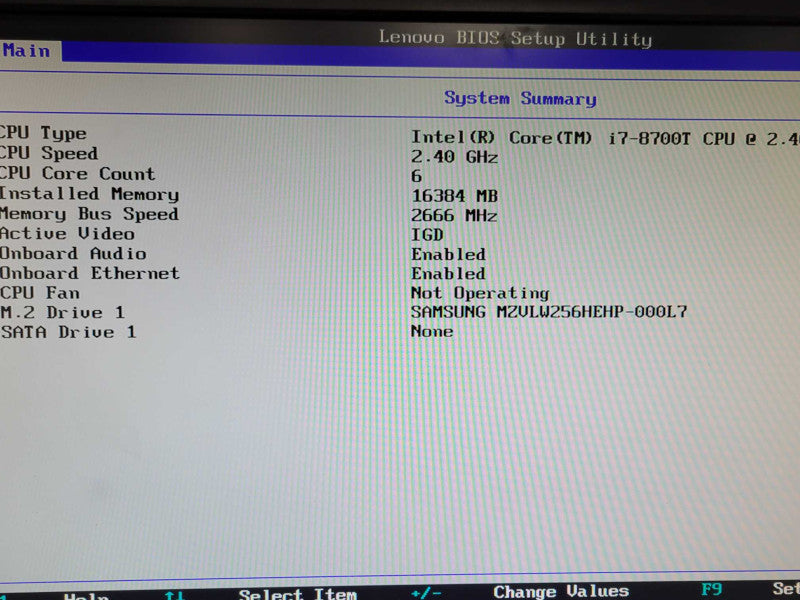 Lenovo M720q USFF PC, Core I7-8700T 2.4GHz 16GB DDR4 256GB NVMe + Adapter _
