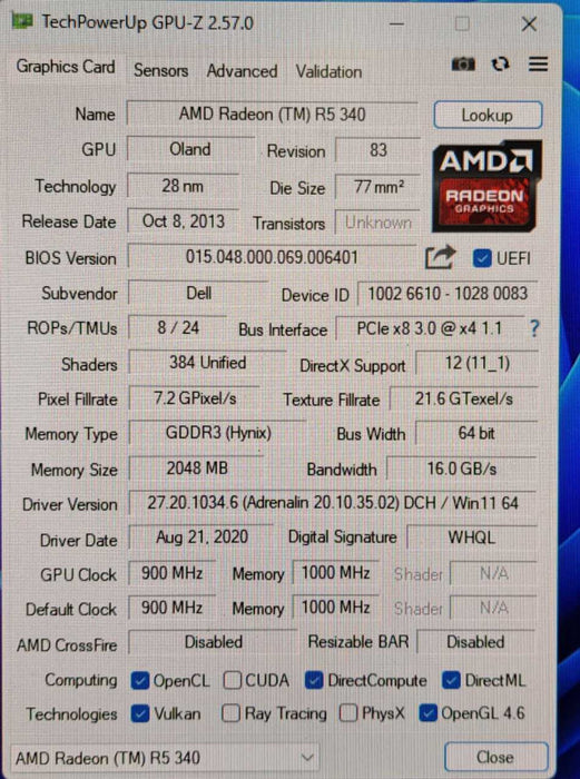AMD Radeon R5 340X GPU - 2GB DDR3 PCIe Graphics Card | Low Profile Q)