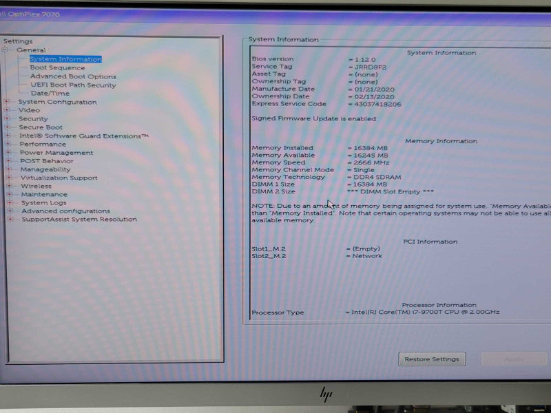 Dell OptiPlex 7070 Micro i7-9700T 2GHz 8 Core, 16GB, 256GB NVMe, WiFi, SEE _