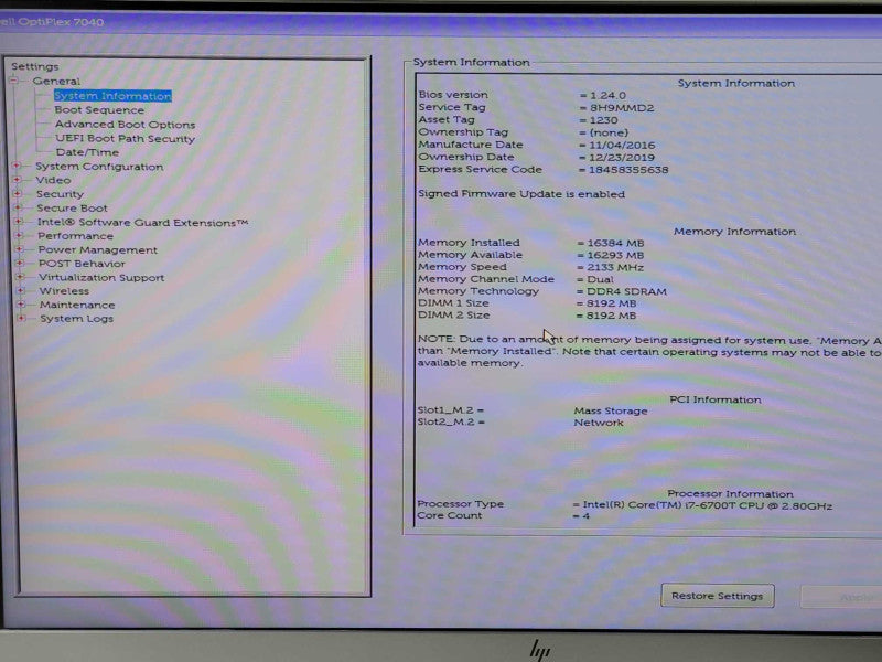 Dell OptiPlex 7040 Mini Core i7-6700T 2.80GHz 16GB DDR4, 256GB SSD _