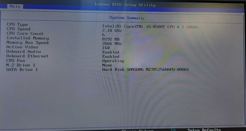 Lenovo M920q USFF Desktop | i5-8500T @ 2.10GHz 8GB DDR4 256GB SSD + PWR )
