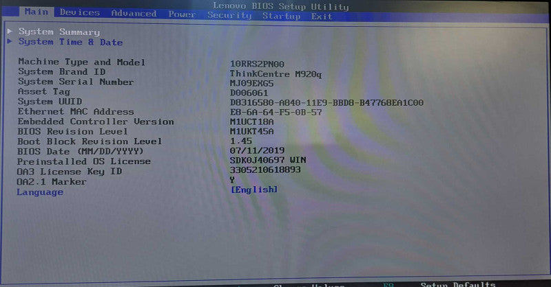 Lenovo M920q USFF Desktop | i5-8500T @ 2.10GHz 8GB DDR4 256GB SSD + PWR )