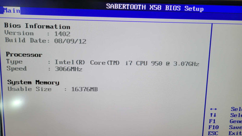 Intel Core I7-950 | ASUS SABERTOOTH X58 | 16GB RAM | I/O PLATE %