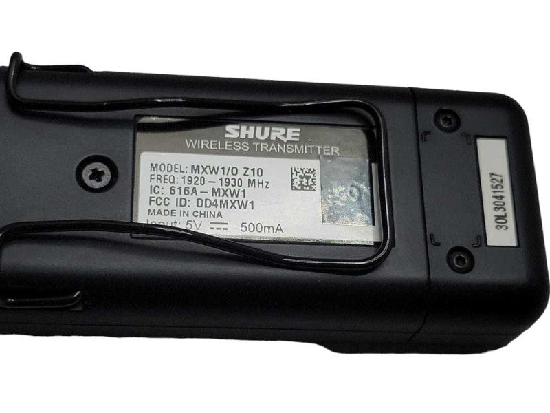 SHURE MXW1/0 Z10 WIRELESS BODYPACK TRANSMITTER, READ _