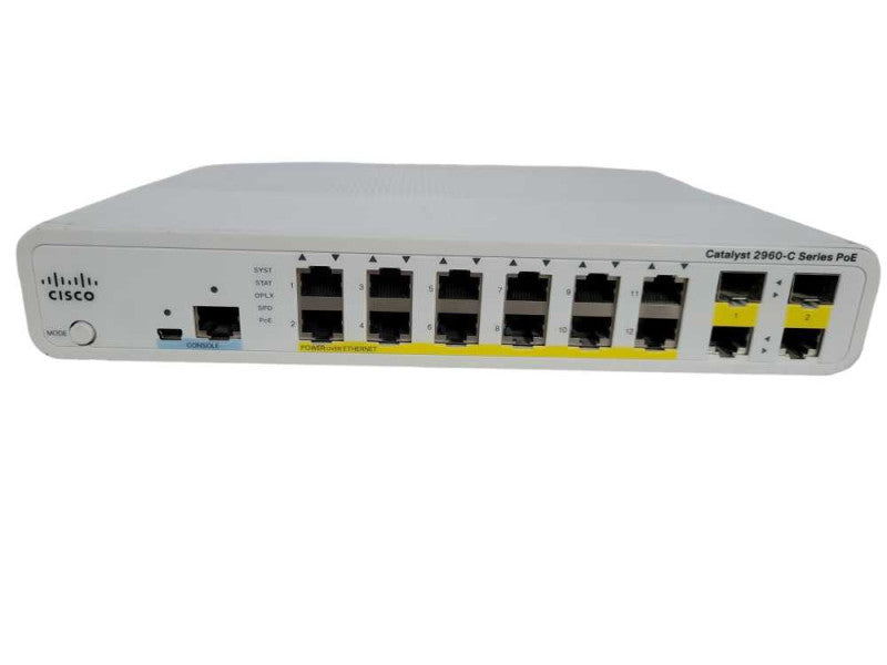 Cisco Catalyst 2960-C Series POE 12 Ports Network Switch WS-C2960C-12PC-L !