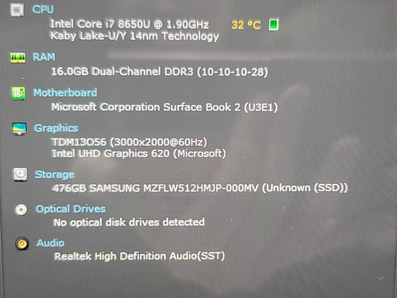 Microsoft Surface Book 2| i7-8650U| 16GB DDR4| 512GB SSD  QÎ²