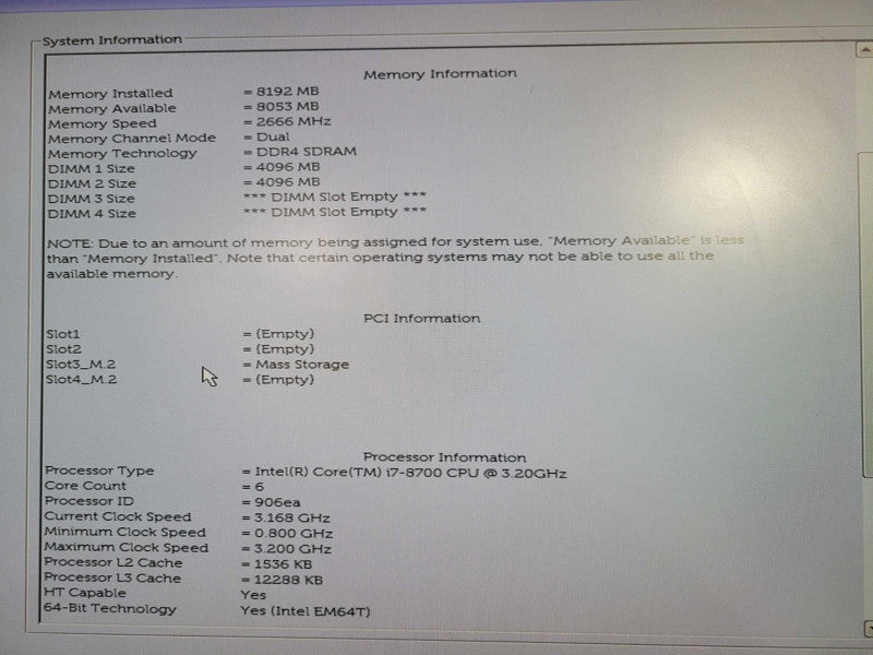 Dell OptiPlex 7060 SFF Intel i7 - 8700 @ 3.20GHz 8GB DDR4 Ram 256GB m.2 !