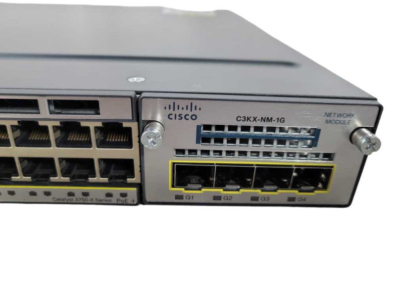Cisco WS-C3750X-24P-S | 24 Port Gigabit PoE+ Managed Switch w/ C3KX-NM-1G !